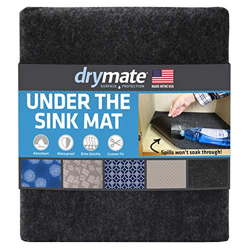 Drymate Premium XL Under The Sink Mat (24 x 59), Cabinet Protection Mat, Shelf Liner - Absorbent/Waterproof/Slip-Resistant - Machine Washable, Durable (Made in The USA) (Charcoal)