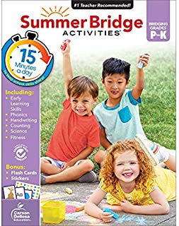 Summer Bridge Activities WorkbookPreK-Kindergarten Phonics, Handwriting, Science, Counting, Fitness Summer Learning Activity Book With Flash Cards (160 pgs)