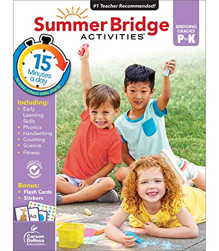 Summer Bridge Activities WorkbookPreK-Kindergarten Phonics, Handwriting, Science, Counting, Fitness Summer Learning Activity Book With Flash Cards (160 pgs)