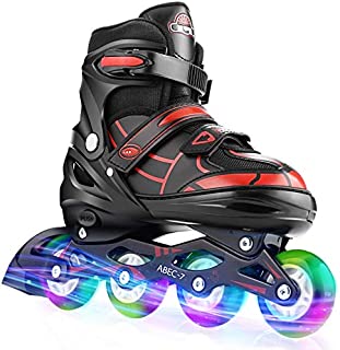 Hikole Inline Skates Girls Boys, Roller Skates for Kids Skates Blades 2 Color 3 Size for Teens Adults, Light Up Flashing Skates Wheels Mesh Breathable Inline Skates for Beginners Children Boys Girls