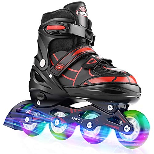 Hikole Inline Skates Girls Boys, Roller Skates for Kids Skates Blades 2 Color 3 Size for Teens Adults, Light Up Flashing Skates Wheels Mesh Breathable Inline Skates for Beginners Children Boys Girls