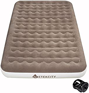 Etekcity Camping Air Mattress Inflatable Single High Airbed Blow up Bed Tent Mattress with Rechargeable Air Pump, Height 9