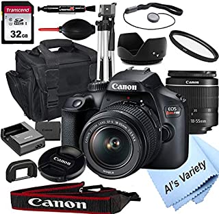 Canon EOS Rebel T100 DSLR Camera with 18-55mm f/3.5-5.6 Zoom Lens + 32GB Card, Tripod, Case, and More (18pc Bundle)