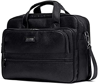 CLUCI Briefcase for Men Laptop Bag 15.6 Inch Business Large Lightweight Travel Canvas Water-Resistant Computer Shoulder Bag Canvas Black