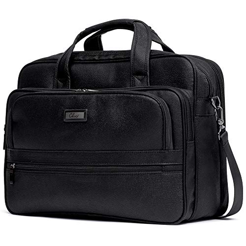 CLUCI Briefcase for Men Laptop Bag 15.6 Inch Business Large Lightweight Travel Canvas Water-Resistant Computer Shoulder Bag Canvas Black