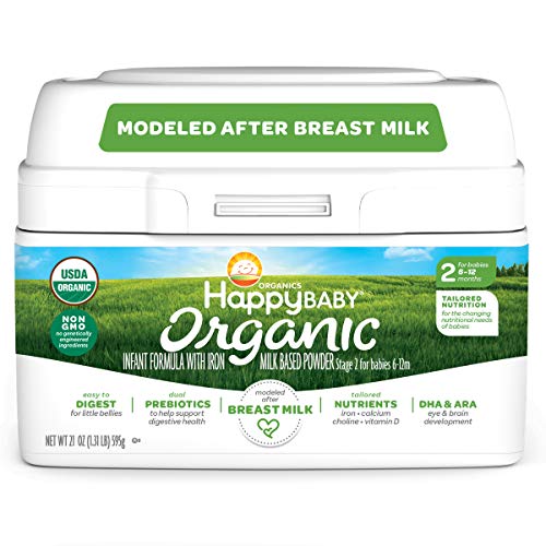 Happy Family Baby Organic Infant Formula Milk Based Powder with Iron, Stage, Multi Stage (Pack of 1) 21 Ounce