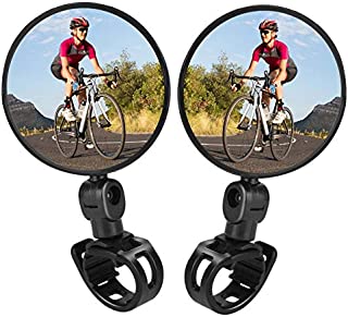 TAGVO Bike Mirrors, 2 pcs Bicycle Cycling Rear View Mirrors Adjustable Rotatable Handlebar Mounted Plastic Convex Mirror for Mountain Road Bike