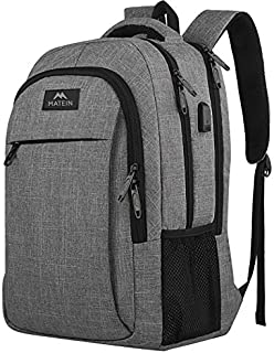 Matein Travel Laptop Backpack, Business Anti Theft Slim Durable Laptops Backpack with USB Charging Port, Water Resistant College School Computer Bag Gifts for Men & Women Fits 15.6 Inch Notebook, Grey