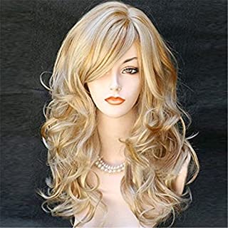 Kalyss Women's Long Curly Body Wavy Heat Resistant Blonde with Highlights Wig Synthetic Full Hair Wig for Women (Blonde with Highlights)