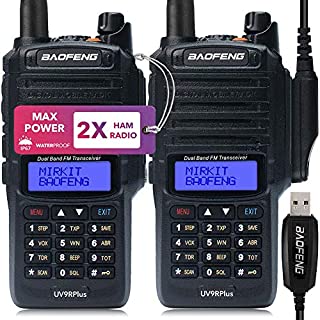 2pcs Mirkit Waterproof Radio UV-9R Plus MK1 (UV-82 3rd Generation) MaxPower with USB Programming Cable for Dual Band UV9R & 2200mAh Battery, IP67 Portable Radio: Dust, Cold & Waterproof Ham Radio