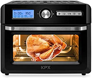 KPX Air Fryer Toaster Oven, 20 Quart 10-in-1 Convection Oven Combo, Roaster, Broiler, Rotisserie, Dehydrator, Pizza Oven, Slow Cooker and Keep Warm , 7 Accessories with Recipe Cookbooks, LED Display & Control Dial, 1500W, UL Listed