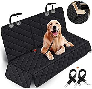 Dog Car Seat Cover, Dog Seat Cover for Back Seat Car Seat Protector for Dogs Pets Waterproof Pet Seat Cover with 2 Dog Seat Belts, Non-Slip Bench Seat Covers Armrest for Cars Trucks SUVs