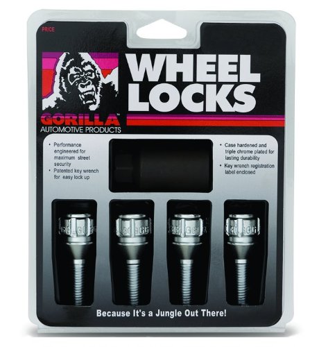 Gorilla Automotive 47141N 14mm x 1.25 Thread Size Cone Seat Lug Bolt Wheel Lock, (Set of 4)