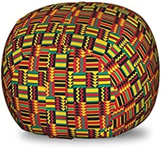 Ambesonne Kente Pattern Storage Toy Bag Chair, Pattern with Stripes Triangles and Zigzags Uganda Zimbabwe Nigeria, Stuffed Animal Organizer Washable Bag for Kids, Small Size, Multicolor