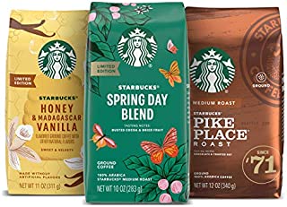 Starbucks Medium Roast Ground Coffee  Spring Variety Pack  No Artificial Flavors  3 bags (10, 11, 12 oz)