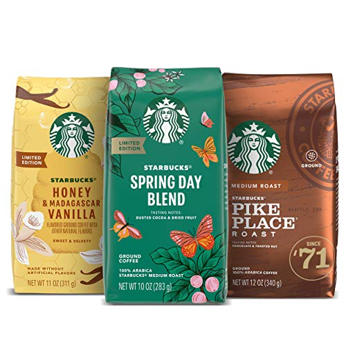 Starbucks Medium Roast Ground Coffee  Spring Variety Pack  No Artificial Flavors  3 bags (10, 11, 12 oz)