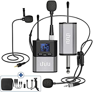 Wireless Lavalier Microphone,UHURU Wireless Microphone with Lavalier Mic, Headset Mic, Handheld Mic, Rechargeable Bodypack Transmitter & Receiver for PA Speaker, Cameras, Teaching, Video Recording