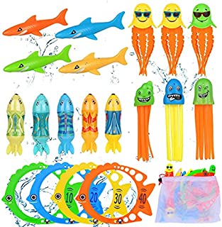 Pool Toys for Kids Diving Torpedo Toy Water Shark Fish Ring Stringy Octopus Water Game Diving & Swimming Training Underwater Summer Toys Gift for toddlers boys and girls age 3-10 8-10 3-5 Year Olds