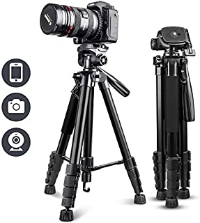 UBeesize 67 Camera Tripod with Travel Bag, Cell Phone Tripod with Bluetooth Remote and Phone Holder, Compatible with All Cameras, Cell Phones, Projector, Webcam, Spotting Scopes