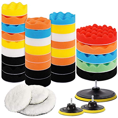 Benavvy 39pcs Polishing Pad Kit, 2 in 1 Car Foam Drill,7-5