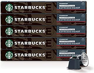 Starbucks by Nespresso, Decaf Espresso Dark Roast (50-count single serve capsules, compatible with Nespresso Original Line System), 10 Count (Pack of 5)