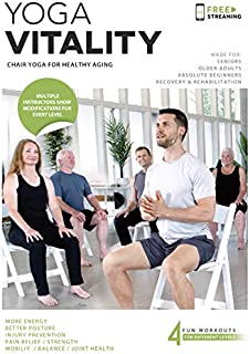 Yoga Vitality - Chair Yoga For Seniors, Older Adults, and Absolute Beginners | Made For Healthy Aging, Improved Mobility, Joint Health, Balance, Pain Relief, and Injury Prevention | 4 Levels