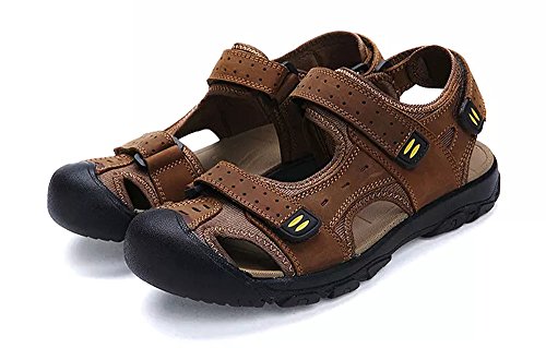 Asifn Men Outdoor Hiking Sandals Breathable Athletic Climbing Summer Beach Shoes Mens Closed Toe Sport Sandal (7.5-8, Yellow)