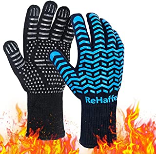 ReHaffe Grill Gloves,1472 Extreme Heat Resistant Gloves, Food Grade XL Grilling Gloves, Silicone Anti-Slip BBQ Grill Gloves for Grilling, Barbecue,Cooking, Baking, Cutting