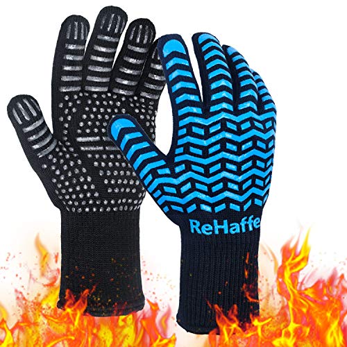 ReHaffe Grill Gloves,1472 Extreme Heat Resistant Gloves, Food Grade XL Grilling Gloves, Silicone Anti-Slip BBQ Grill Gloves for Grilling, Barbecue,Cooking, Baking, Cutting