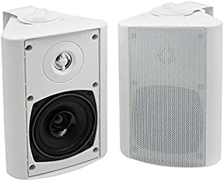 Herdio 4 Inches Outdoor Bluetooth Speakers Waterproof Patio Deck Wall Mount Speakers White