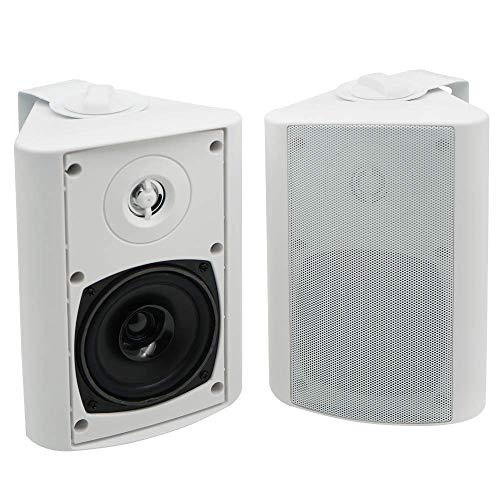 Herdio 4 Inches Outdoor Bluetooth Speakers Waterproof Patio Deck Wall Mount Speakers White