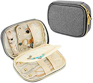 Teamoy Small Jewelry Travel Case, Portable Jewelry Organizer Bag for Earrings, Necklace, Rings and More, Small, Gray-(Bag Only)