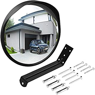 Ovsor Convex Mirror Outdoor for Garage and Traffic Driveway Park Assistant, 12 in Security Mirror with Adjustable Fixing Bracket Indoor and Outdoor