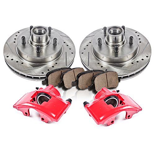 Callahan CCK12182 FRONT Powder Coated Red [2] Calipers + [2] Rotors + Quiet Low Dust [4] Ceramic Pads Performance Kit