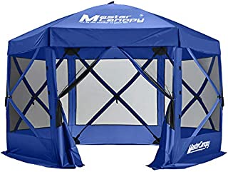 MASTERCANOPY Escape Shelter, 6-Sided Canopy Portable Pop up Canopy Durable Screen Tent Bug and Rain Protection (7-9 Persons), (140''x140'', Blue)