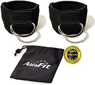 AbraFit Premium Ankle Straps for Cable Machines(Pack of 2),Neoprene Padded Ankle Straps with D-Ring(Free Carry Case Included)