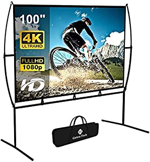 Projector Screen with Stand Foldable Portable Movie Screen 100 Inch169, HD 4K Double Sided Projection Screen Indoor Outdoor Projector Movies Screen for Home Theater (100 Inch) 