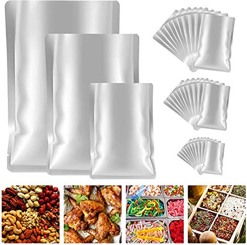 25 Pieces 3 Sizes Mylar Aluminum Foil Bags, Mylar Vacuum Seal Bags for Food Storage, Grain, Dried Flowers, Tea, Coffee Beans Storage Container (11''x8'', 9''x6'', 7''x5'')