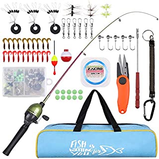 Zacro Kids Fishing Pole - Children's Portable Telescopic Fishing Pole and Reel Combos Full Kits, with Portable Tote Bag,Unique Trout Color Fishing Rod for Kids Travel Saltwater Freshwater Fishing