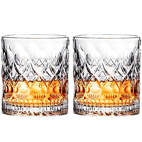 Whiskey Glass Set of 2 Mountain Crystal Wedge Glass Old Fashioned Tasting Tumblers Funny Gift Box for Dad