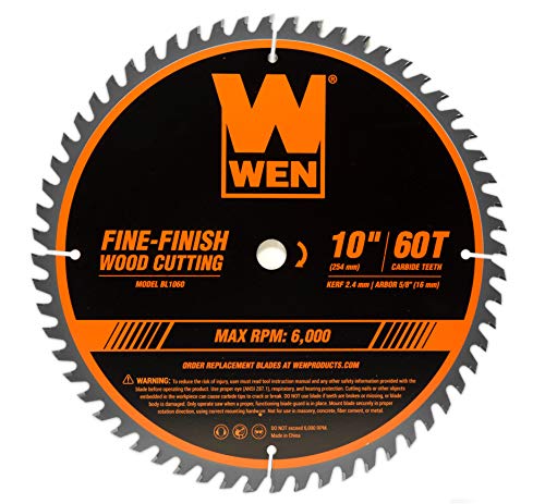 WEN BL1060 10-Inch 60-Tooth Fine-Finish Professional Woodworking Saw Blade for Miter Saws and Table Saws