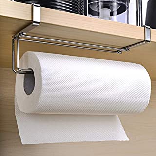 Numola Paper Towel Holder, Rustproof & Durable Roll Paper Towel Rack for Kitchen/Bathroom/Toilet/Pantry with 8 Anti-Skid Silicone Strips, Suitable for Closets Thickness Less Than 1.4 Inches