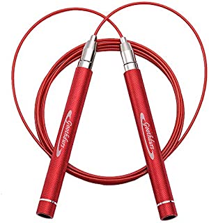 Goothdurs Speed Jump Rope Tangle-Free with Ball Bearing - Adjustable & Self-Locking Aluminum Skipping Ropes with Carrying Pouch Ideal for Crossfit Training, Boxing, and MMA Workouts