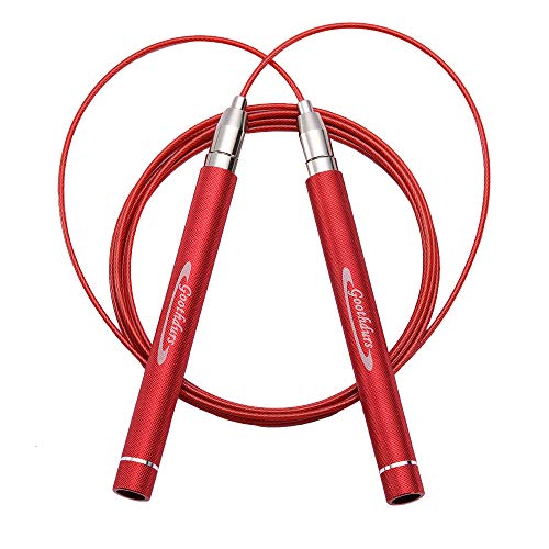 Goothdurs Speed Jump Rope Tangle-Free with Ball Bearing - Adjustable & Self-Locking Aluminum Skipping Ropes with Carrying Pouch Ideal for Crossfit Training, Boxing, and MMA Workouts