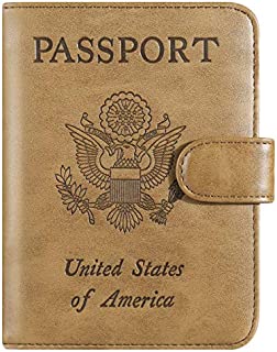 Passport Holder Cover Wallet RFID Blocking Leather Card Case Travel Accessories for Women Men (Brown)