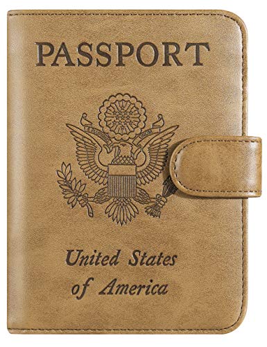 Passport Holder Cover Wallet RFID Blocking Leather Card Case Travel Accessories for Women Men (Brown)