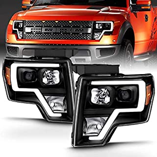 AmeriLite Black Projector Headlights LED Bar Set for Ford F150 (Pair) High/Low Beam Bulb Included