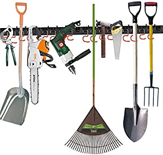 Garage Organizer Wall Mount 64 Inch Adjustable Storage System, Garden Tool Organizer for Garage Tool Organizer Wall Mount, Tool Hanger for Garage Wall, Garden Tool Rack with 4 Rails and 16 Hooks