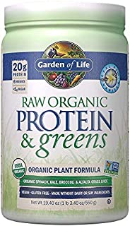 Garden of Life Raw Protein & Greens Vanilla, Vegan Protein Powder for Women and Men, Juiced Greens and 20g Raw Organic Plant Protein Plus Probiotics & Enzymes, Gluten-Free Low Carb Shake, 20 Servings