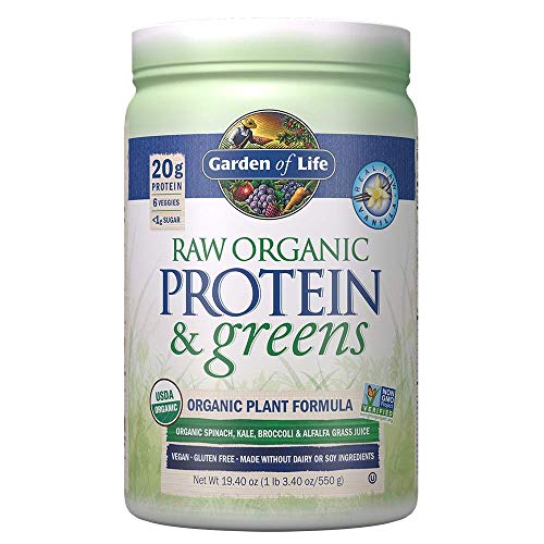 Garden of Life Raw Protein & Greens Vanilla, Vegan Protein Powder for Women and Men, Juiced Greens and 20g Raw Organic Plant Protein Plus Probiotics & Enzymes, Gluten-Free Low Carb Shake, 20 Servings